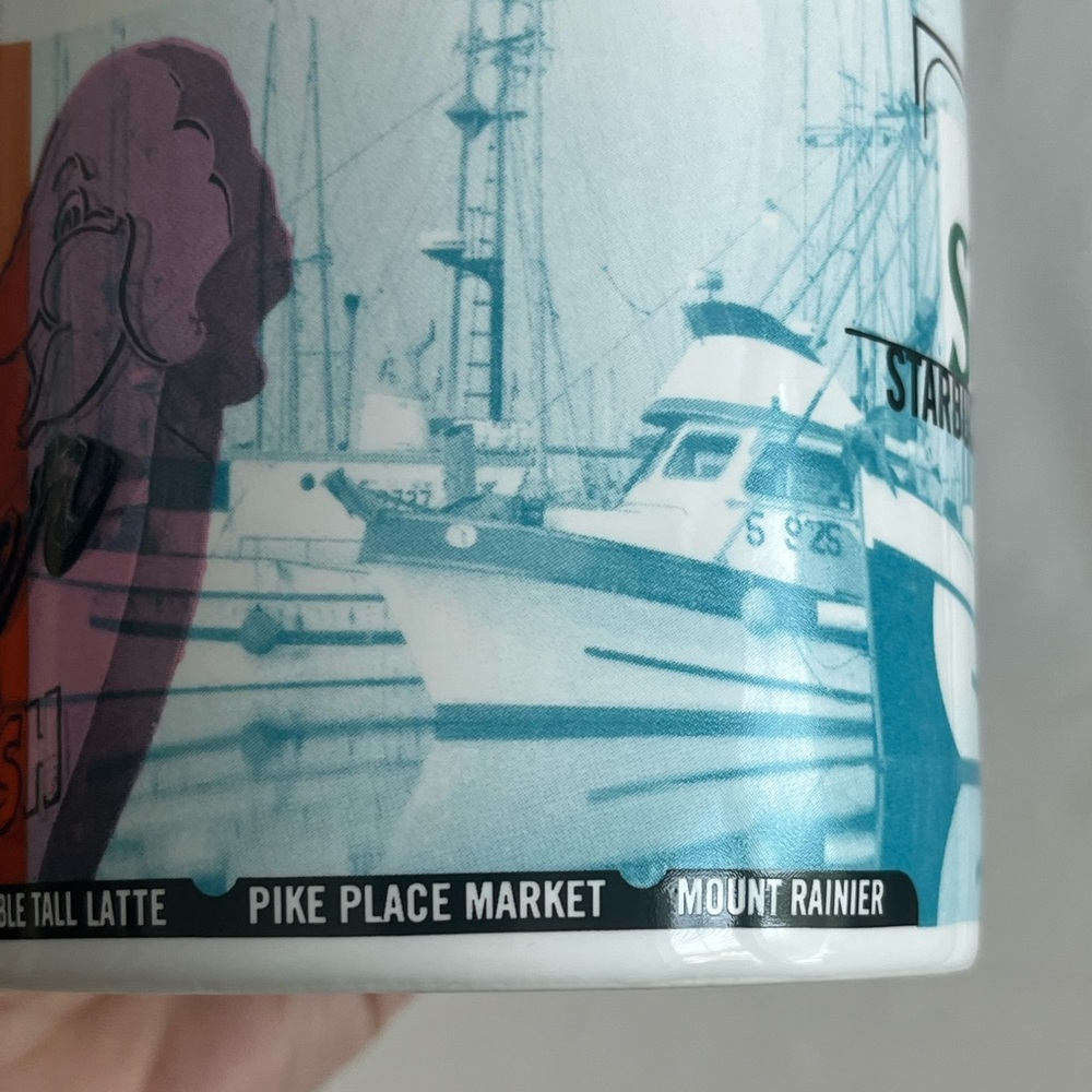 Starbucks Seattle 20oz Mug 1999 Vintage Y2K - Ceramic White/Blue/Orange - Picture 10 of 10